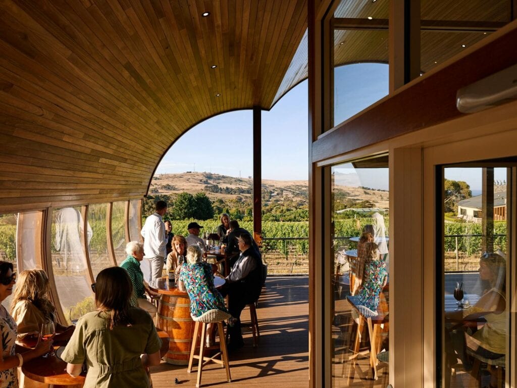 People in a cellar door setting